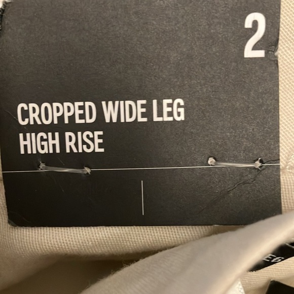 Express: Light Khaki Cropped Wide Leg High Rise Pants-98% Cotton- 2 - Picture 3 of 14